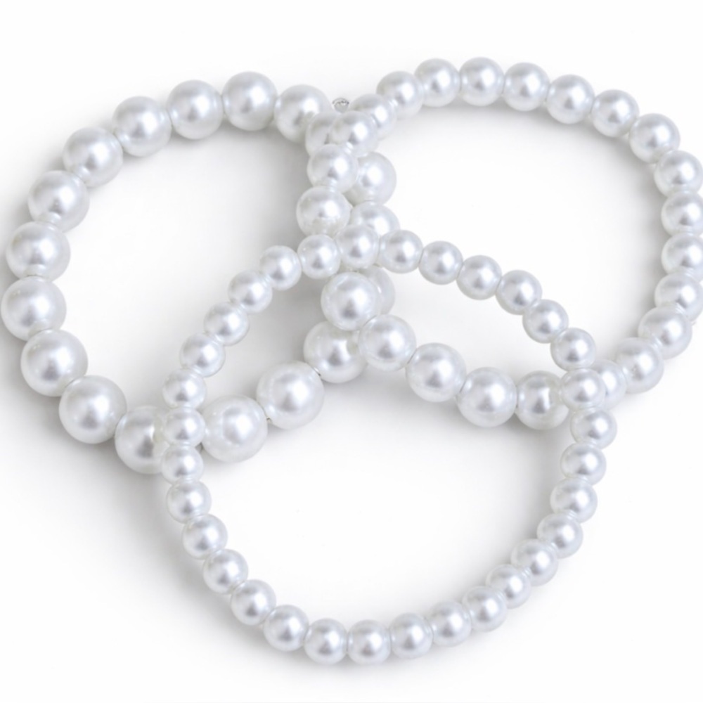 Elegant  Pearl Beaded Fashion Stretch Bracelets Set of 3